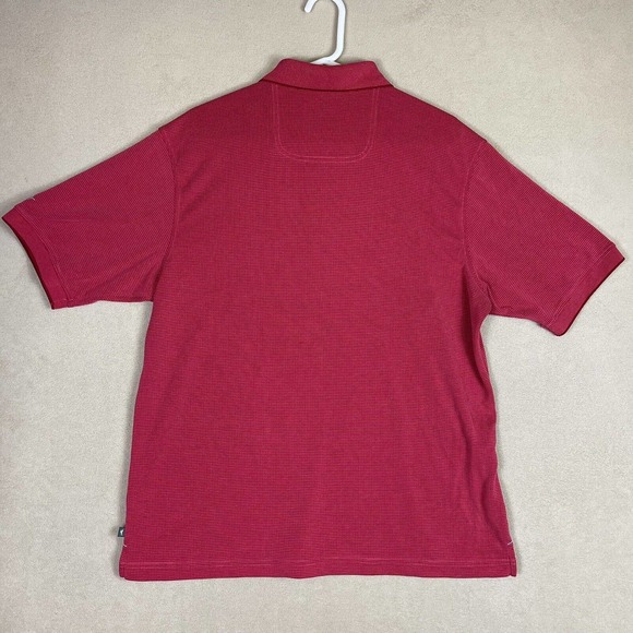 Tommy Bahama Mens L Short Sleeve Polo Shirt Red Slit Hem Embroidered Logo - Picture 9 of 10